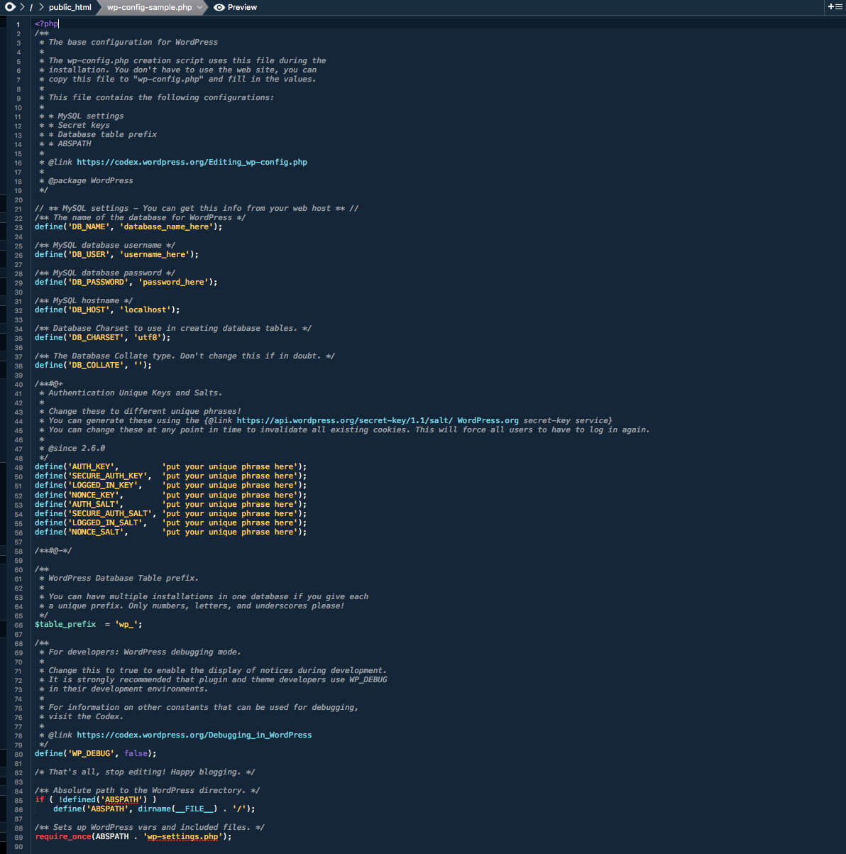 wp-config.php file