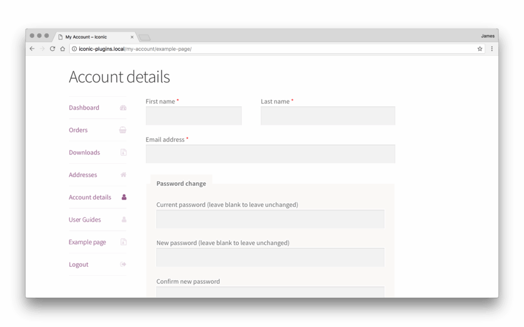 additional account pages