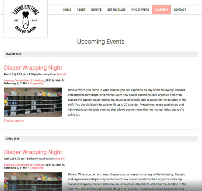 Loving Bottoms Repeating Events Calendar - NonProfit Spotlight