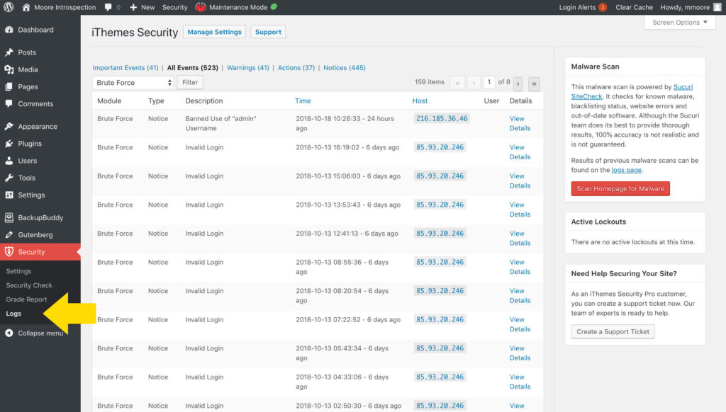 wordpress security logs plugin