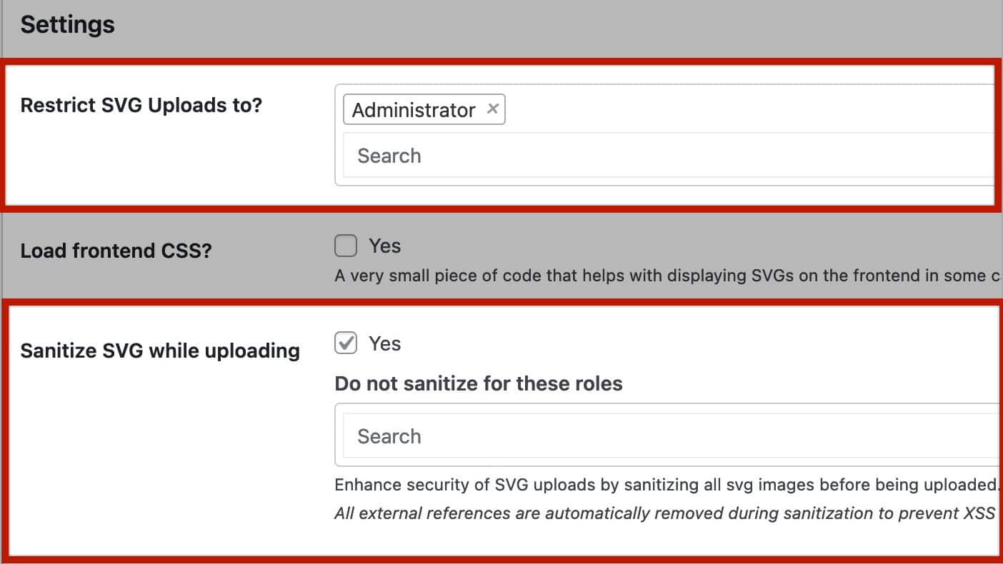 SVG Settings