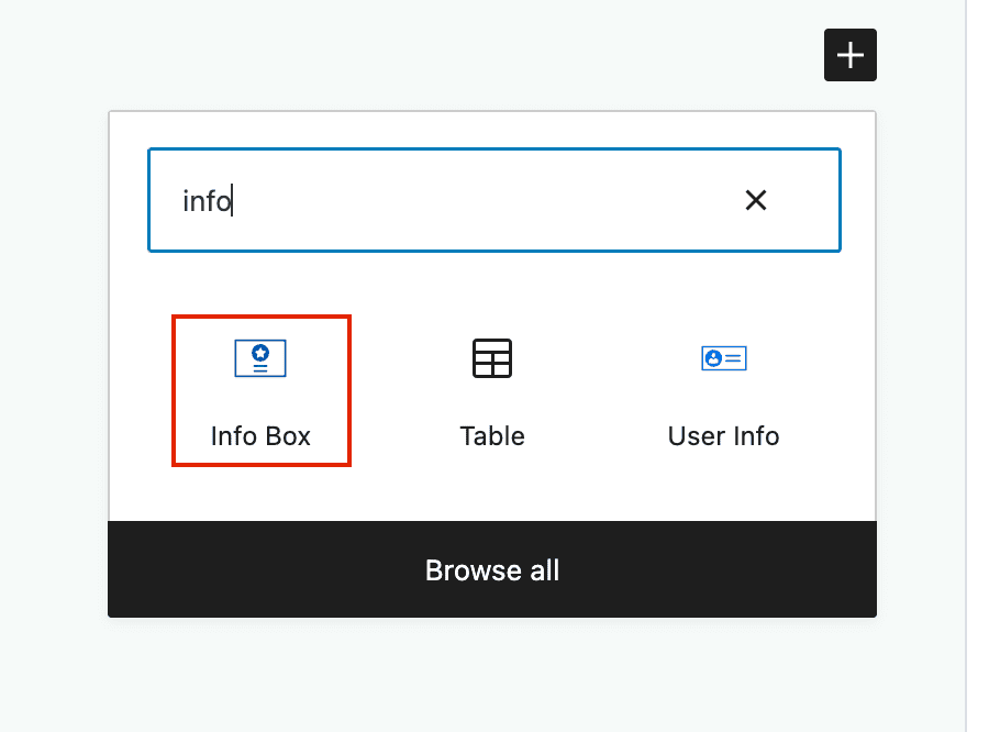 WordPress - insert Info Box block