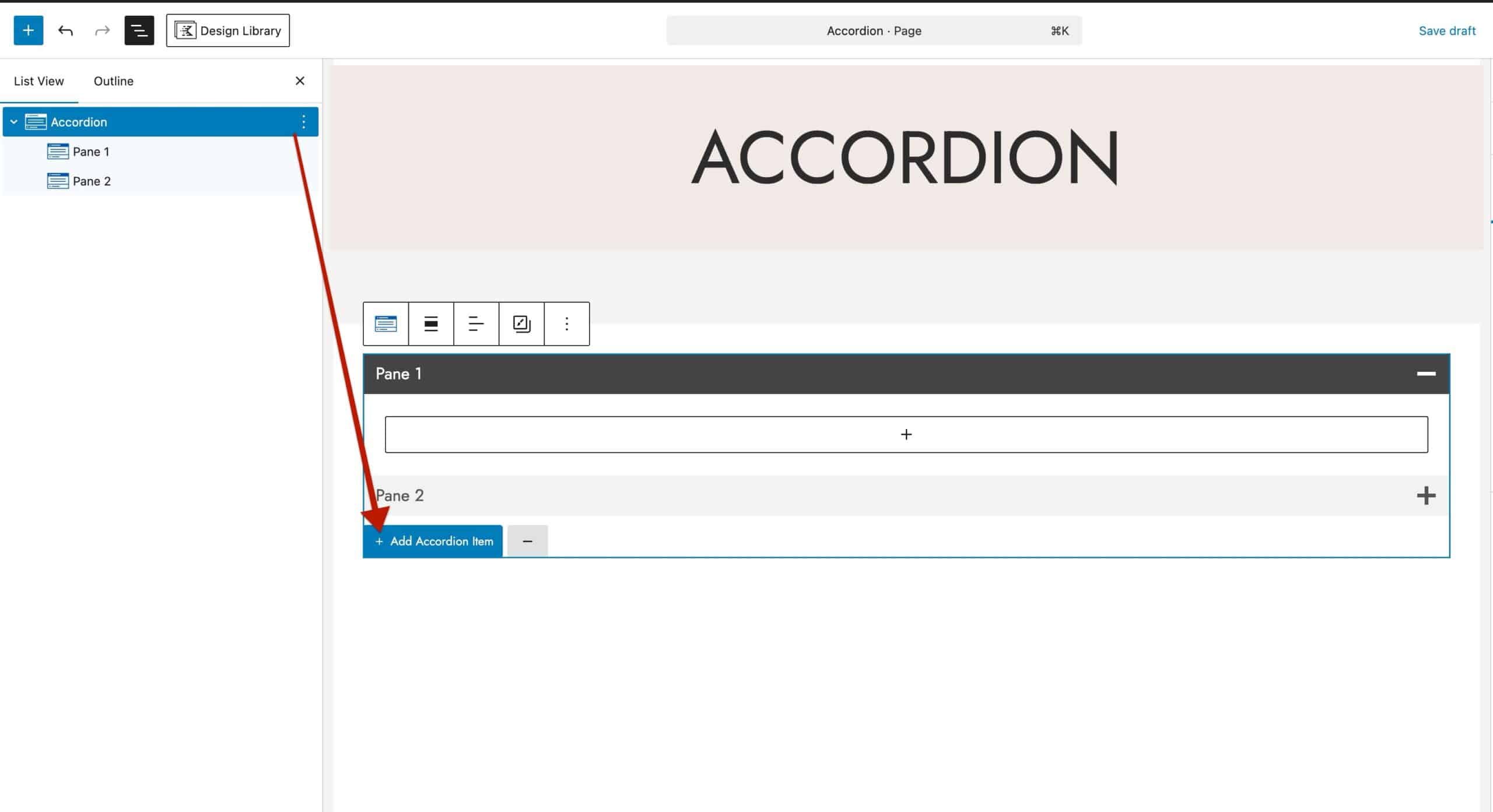Adding a new Accordion Pane