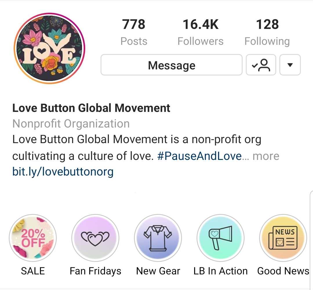 The Love Button Instagram page has 778 posts, 16.4 thousand followers, and follows 128 people. The Love Button Global Movement is a non-profit org cultivating a culture of love. #Pause and Love. Story highlights include: SALE, Fan Fridays, New Gear, LB in Action, and Good News.
