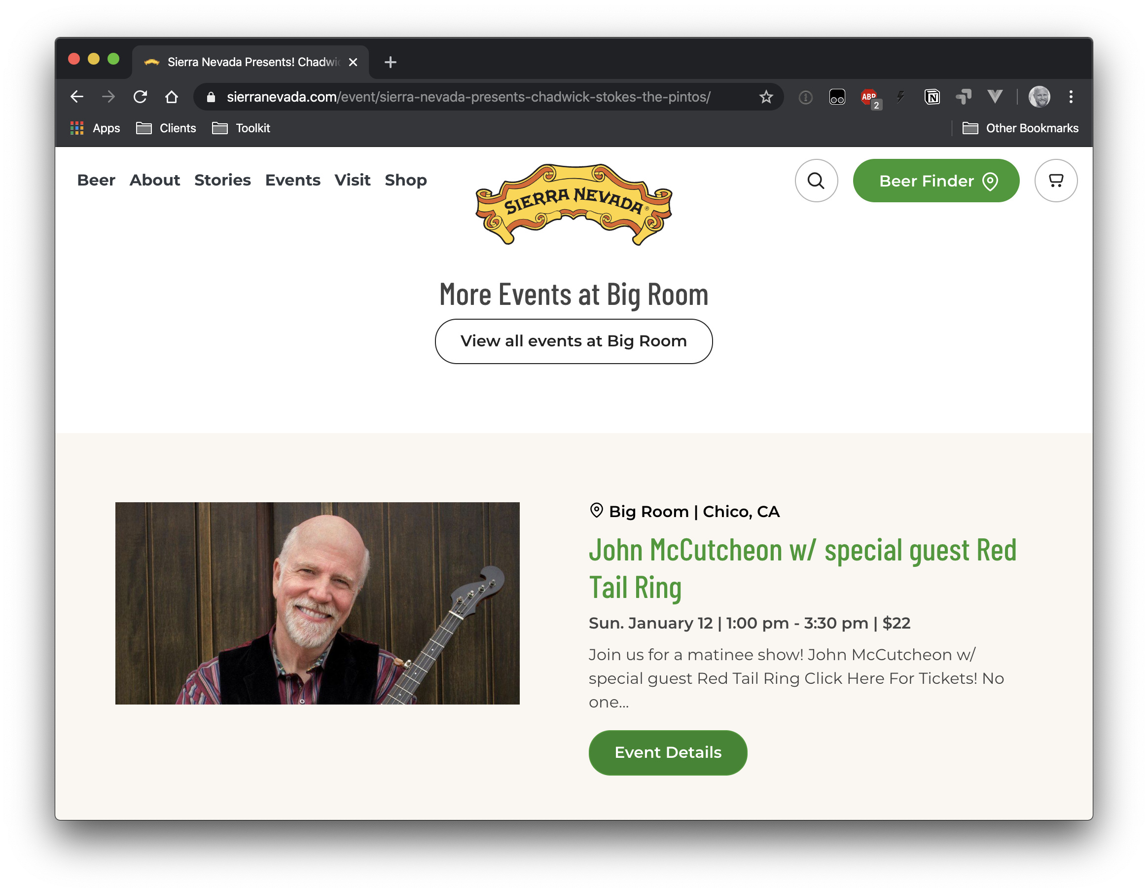 Screenshot of an event footer showing more events at the same venue.
