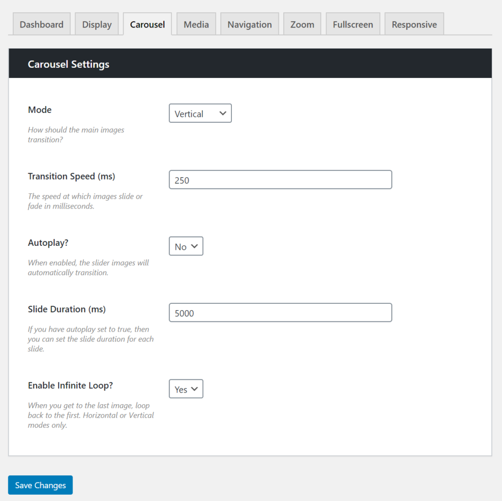 WooThumbs carousel settings
