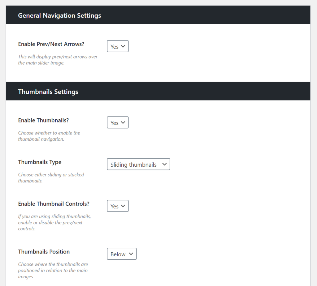 WooThumbs navigation settings