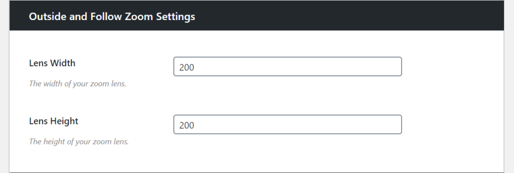 WooThumbs outside and follow zoom settings