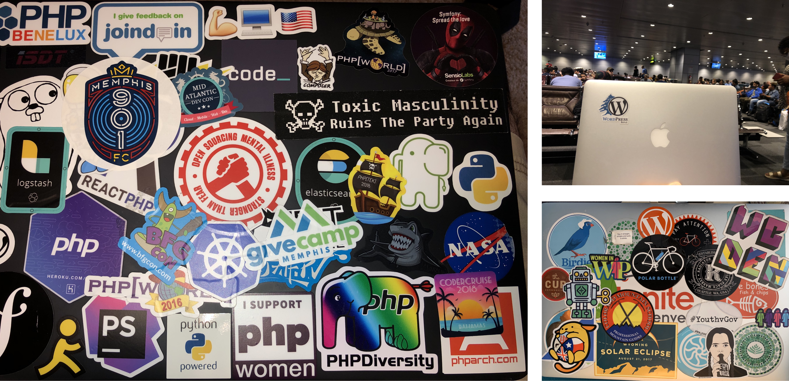 People love to cover their laptops in stickers in the WordPress community especially.