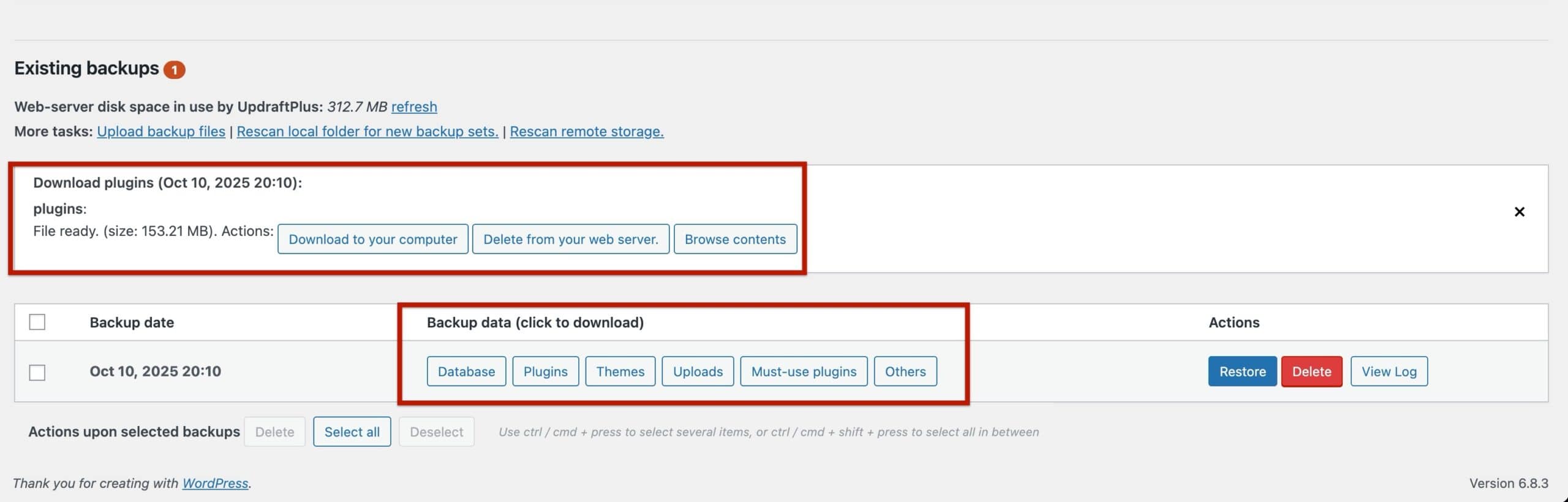 Updraft Zip Files