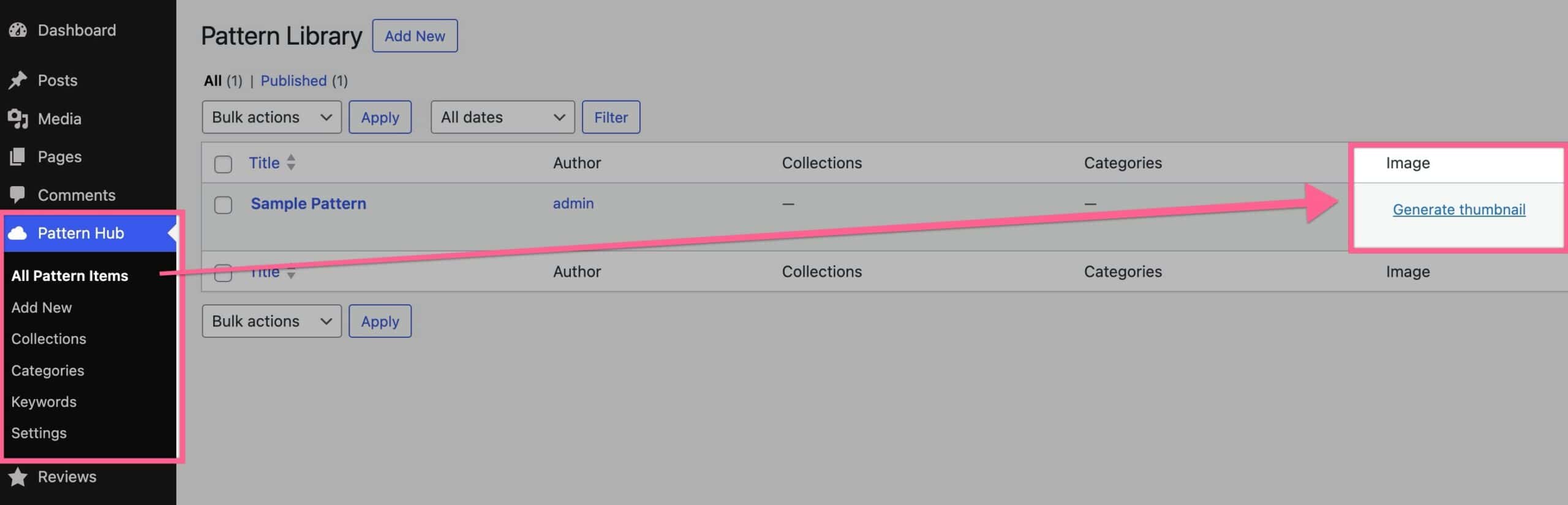Kadence Pattern Hub - Generate Pattern Thumbnail