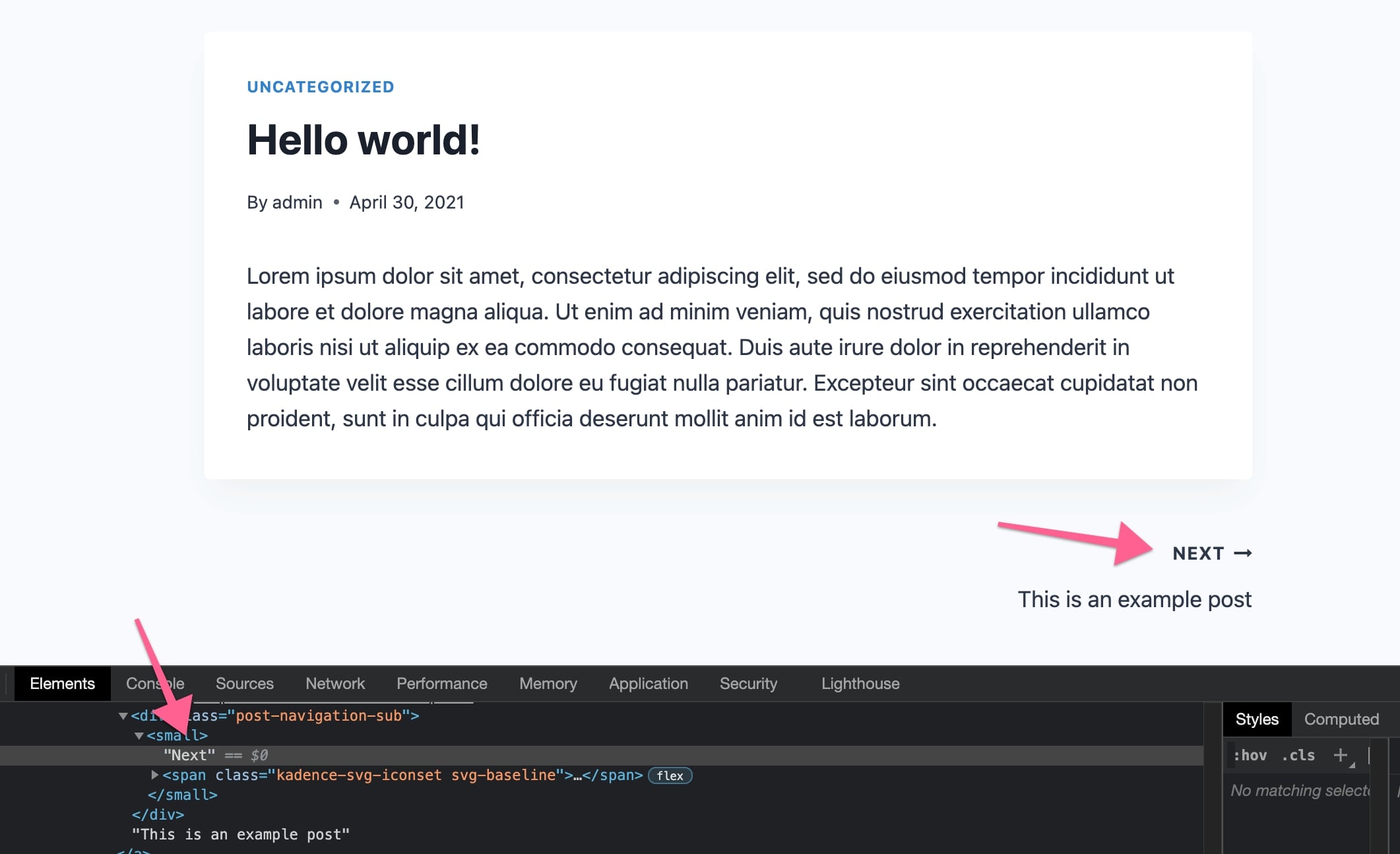 Sample screenshot with code view