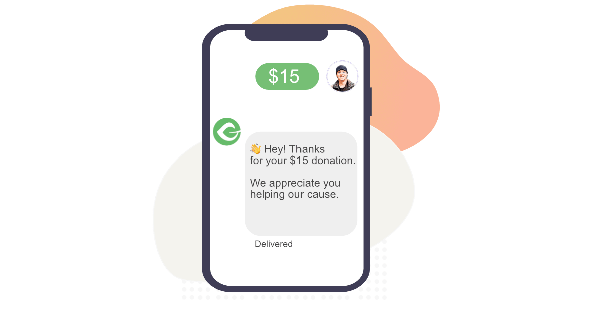 After someone uses text-to-give, they get a confirmation message in return.