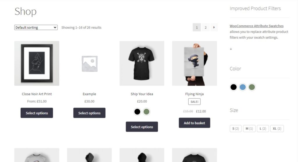 ecommerce product filters