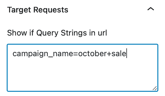 Kadence Conversions - Target Requests - single URL parameter