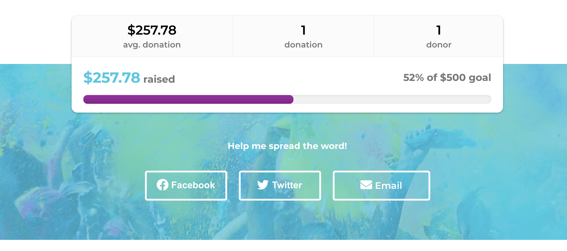Social sharing buttons are embedded on the peer-to-peer campaign pages.