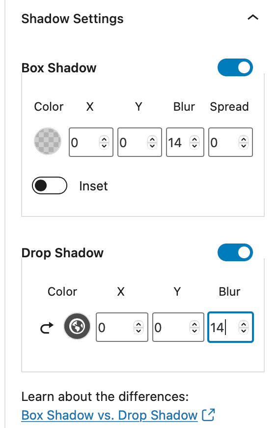 shadow settings
