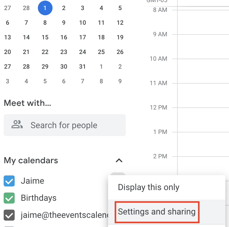 Select your Google Calendar