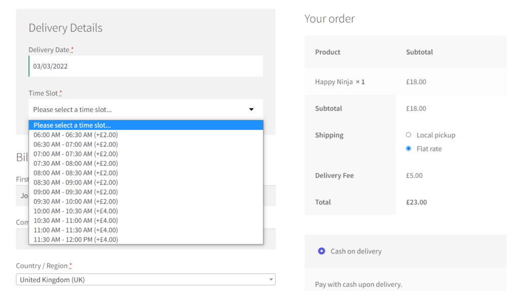 delivery time WooCommerce