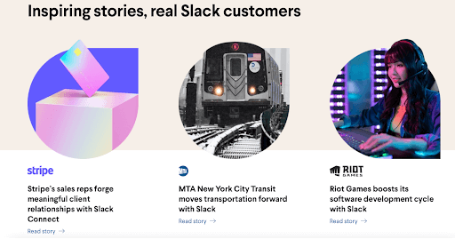 Slack Testimonial Page Example
