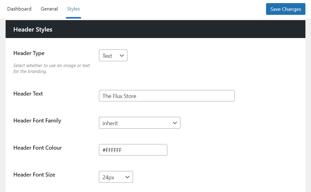 Flux Classic header styles