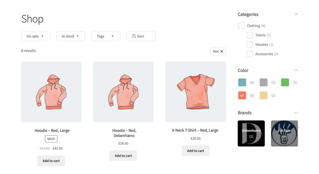 variations product filter