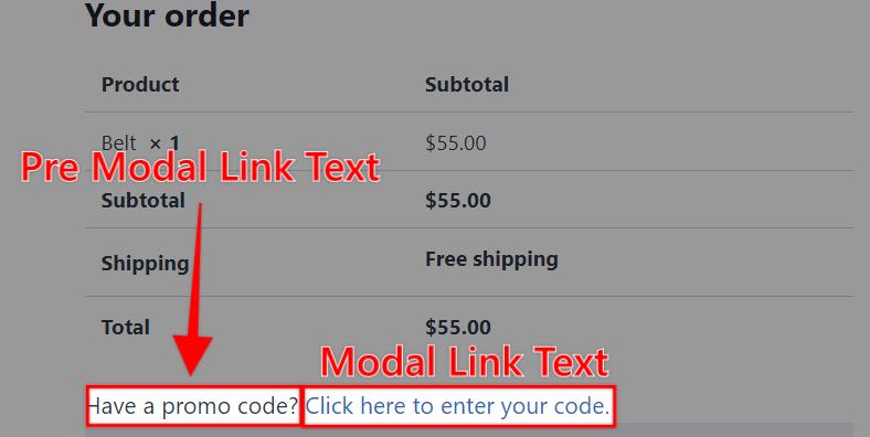 Modal Link Text