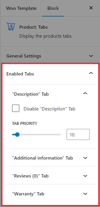 Enabled Tabs Settings