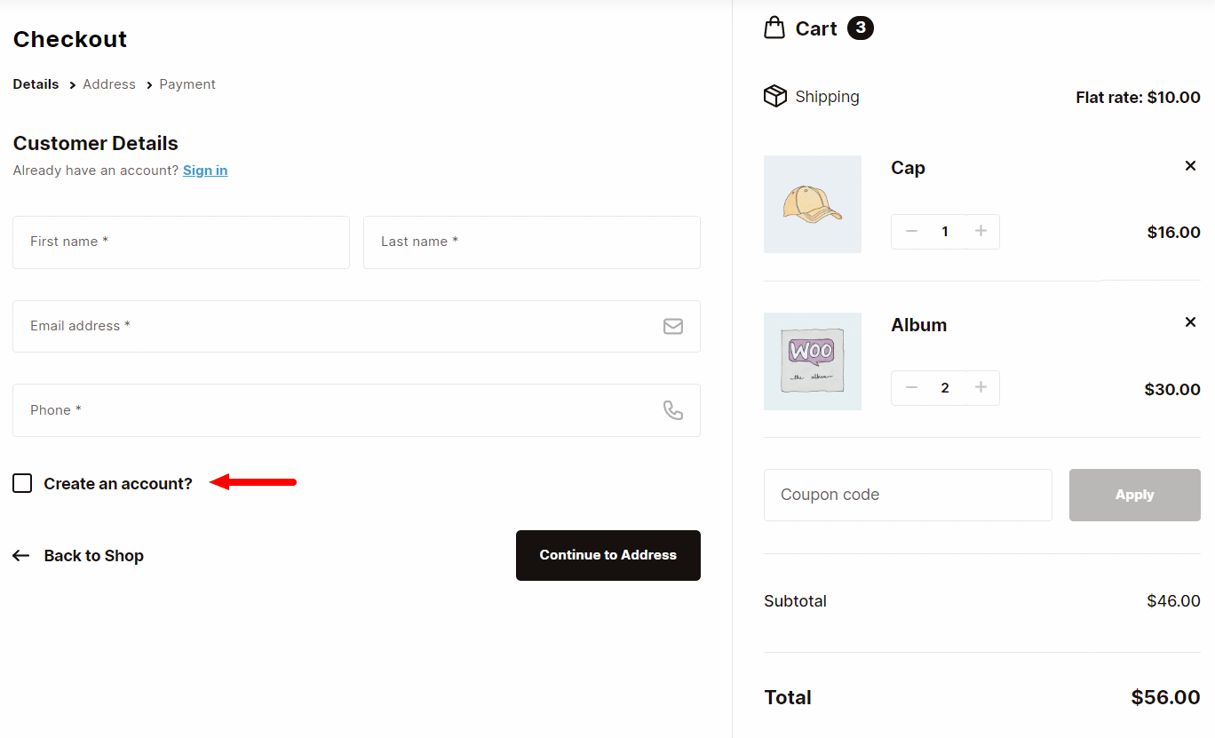 guest checkout woocommerce