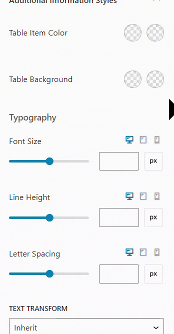 Product Tabs - Additional Information Styles
