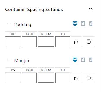 Product Tabs - Container Spacing Settings