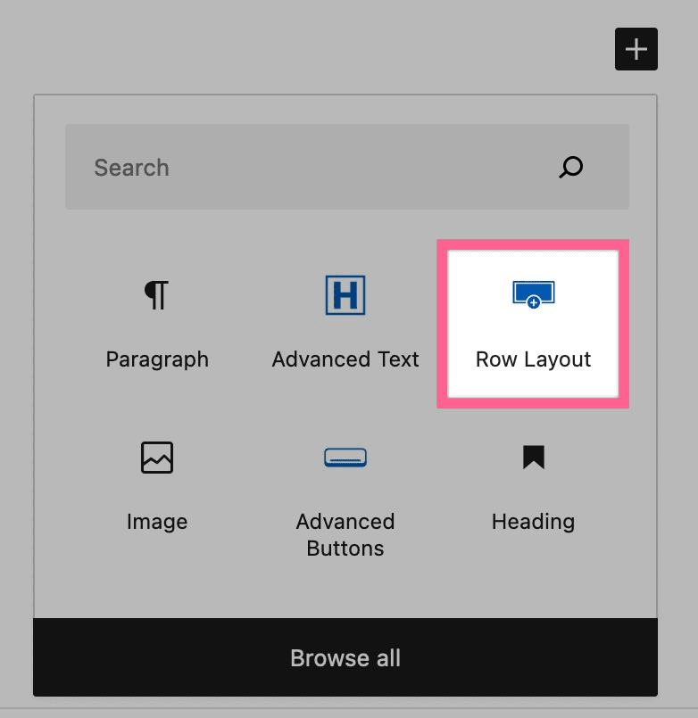 Add New Row Layout