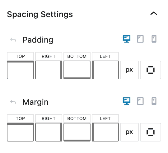 Main Query Spacing Settings