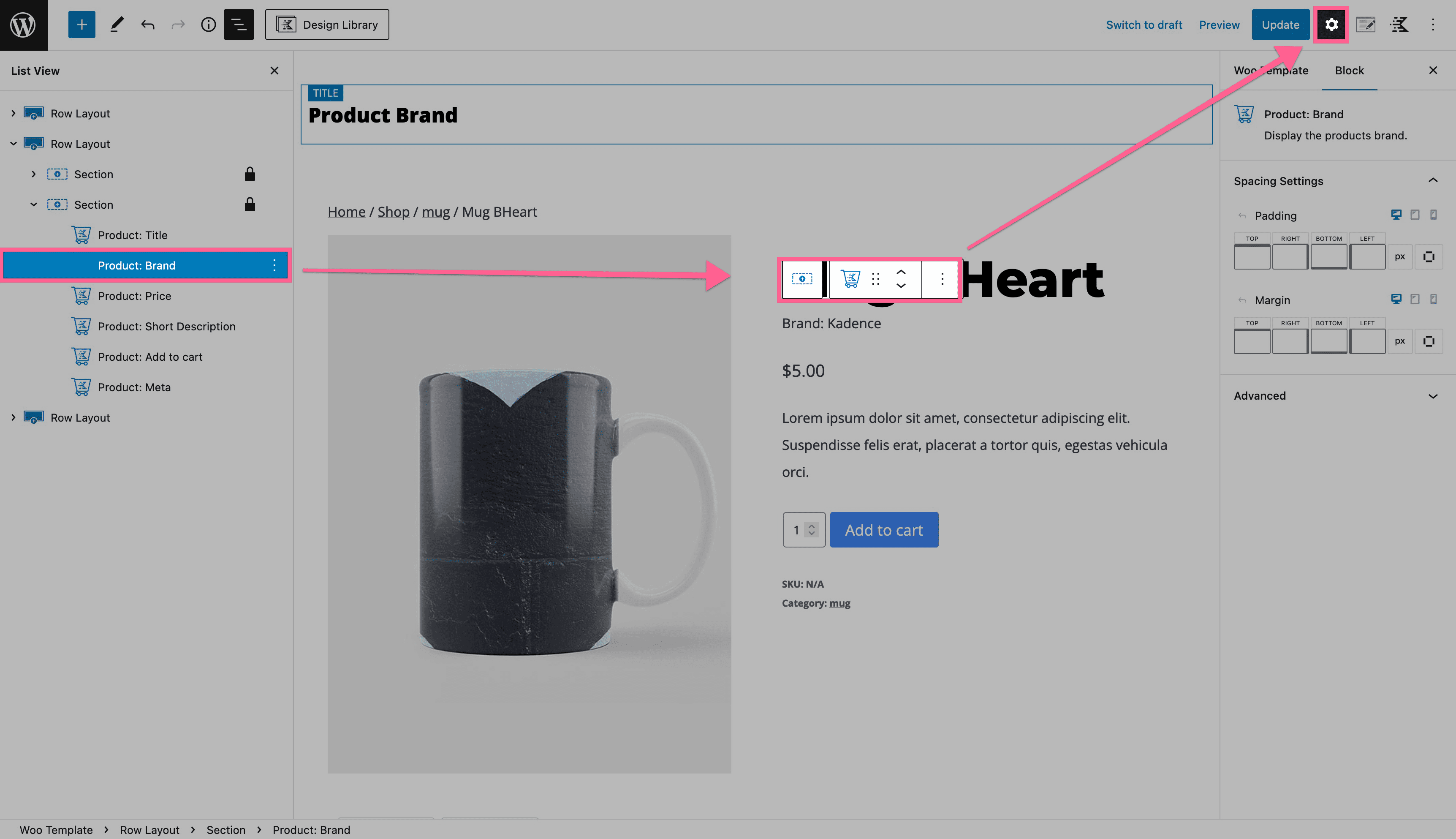 Product Brand Block Settings