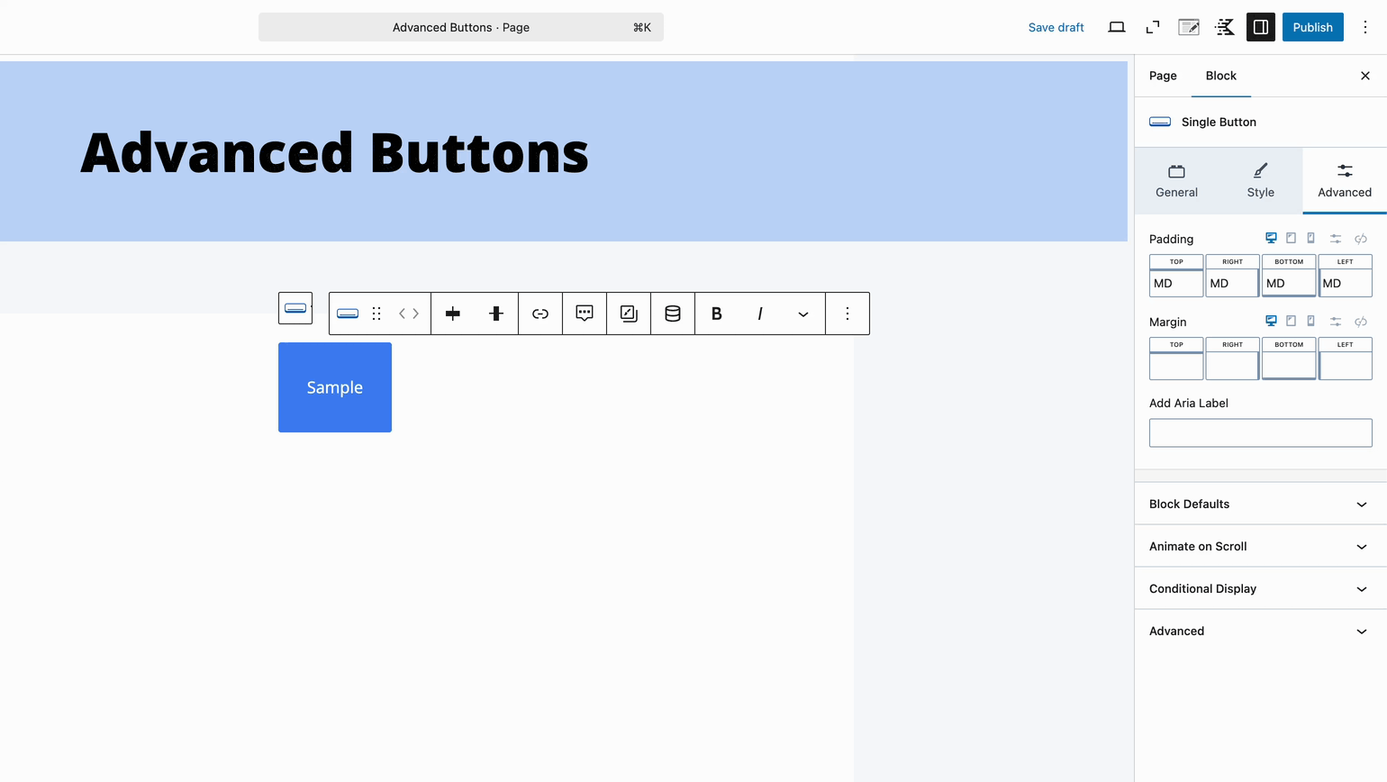 Advanced Button Responsive Settings