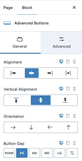 Advanced Buttons General Block Settings