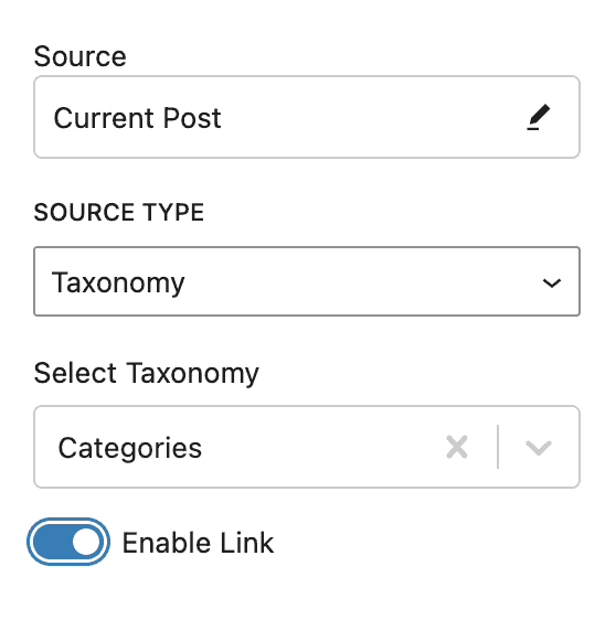 Dynamic List Block - Source - Taxonomy