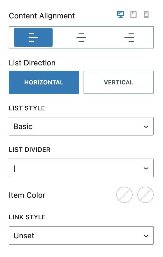 Dynamic List Block - Styles