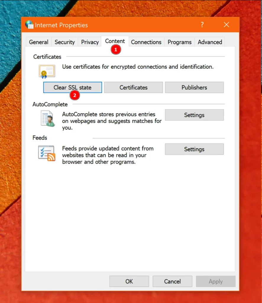 How to clear the SSL state on Windows.