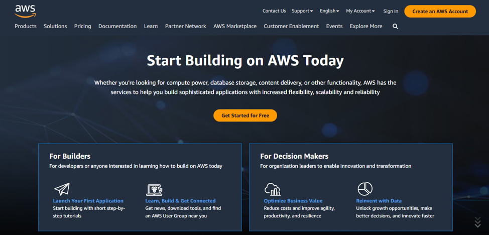 AWS’ webpage.