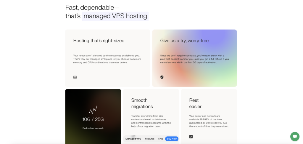 Liquid Web’s VPS hosting landing page.
