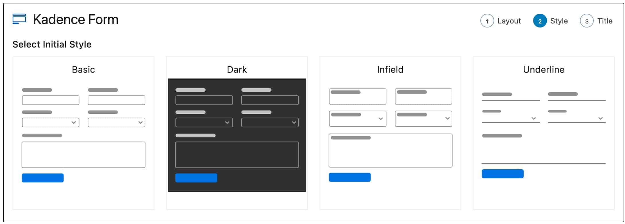Selecting a Form (Adv) initial style