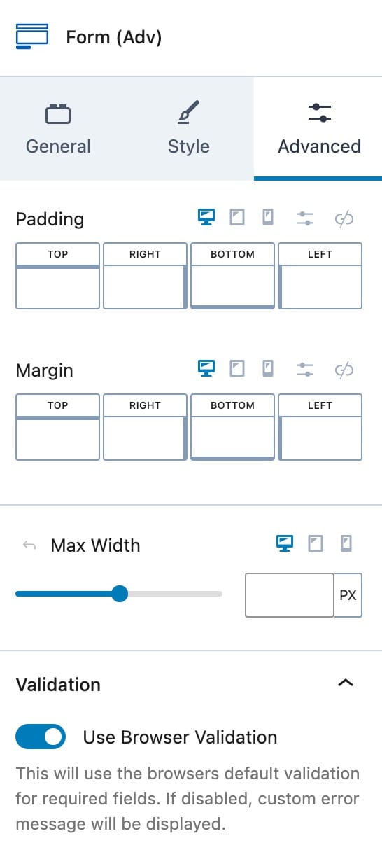 Form (Adv) - Advanced Settings