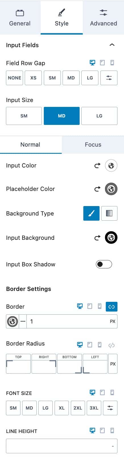 Form (Adv) - Style Setings