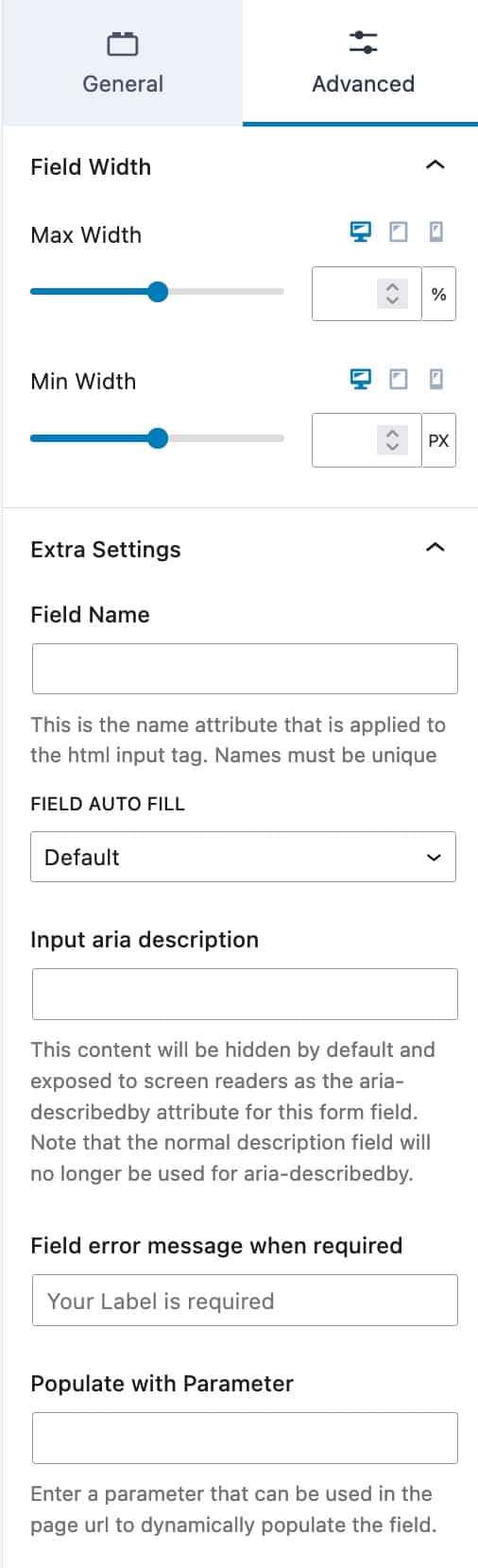 Form (Adv) - Block Advanced Settings