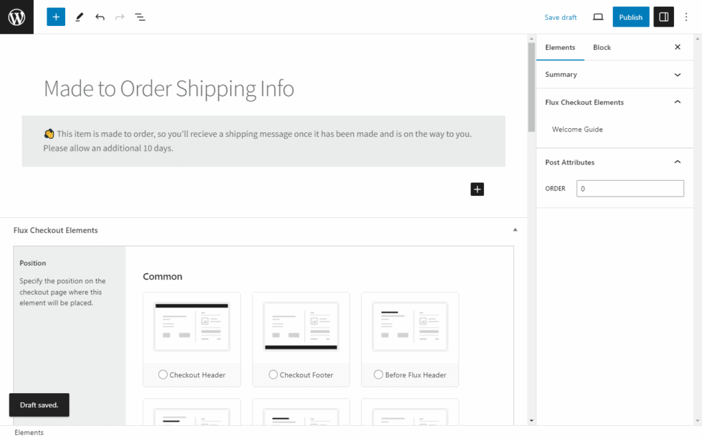 made to order checkout message flux