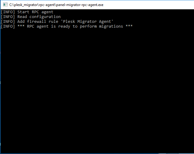 You'll see the following message when using the Plesk RPC agent.