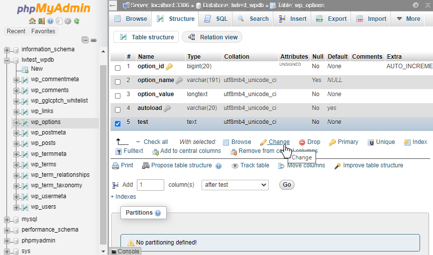 Modifying Fields in Database Tables with PhpMyAdmin | Liquid Web