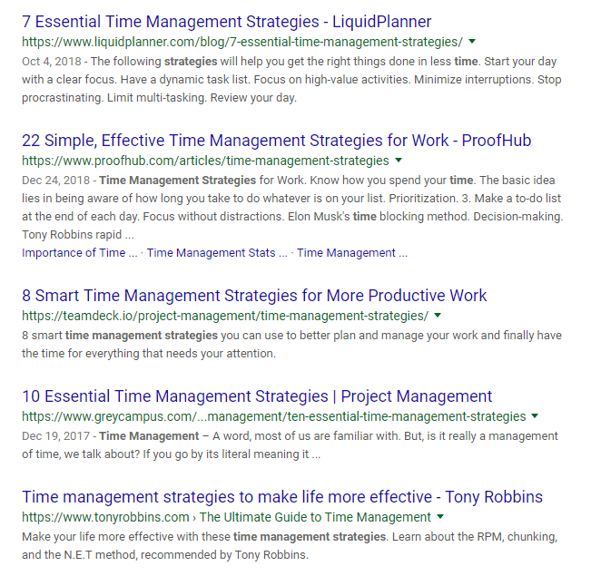 Look at current search results on keywords and examine top posts to include for seo strategies