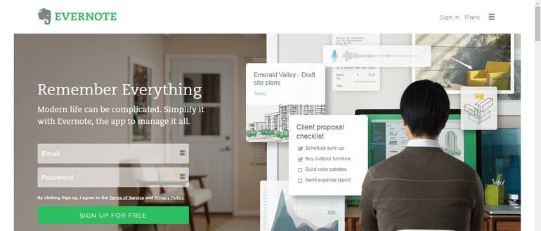 Evernote is a note taking app and project management software. 